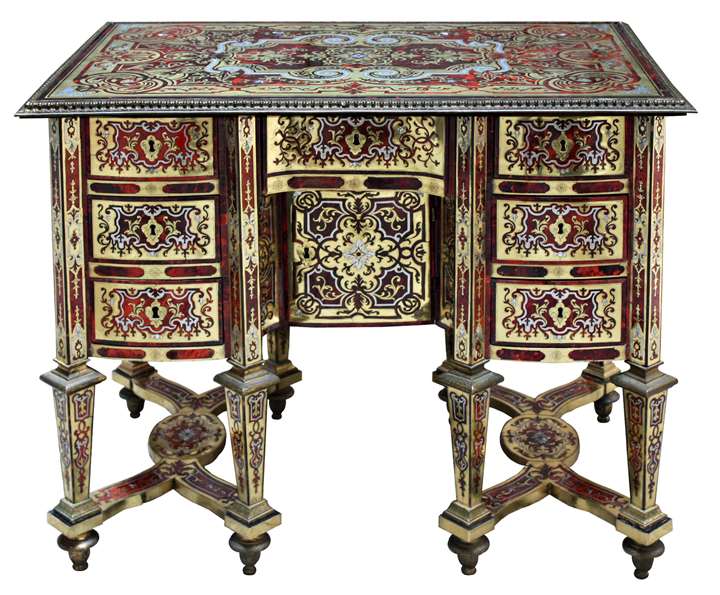 A small Louis XIV ormolu-mounted
Boulle Marquetry Bureau Mazarin